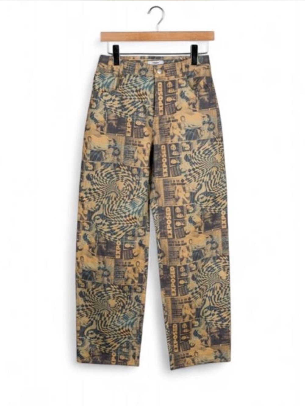 Miaou | Graphic Fargo Print Newspaper Wide Leg Wanted Canvas Jeans Size Medium